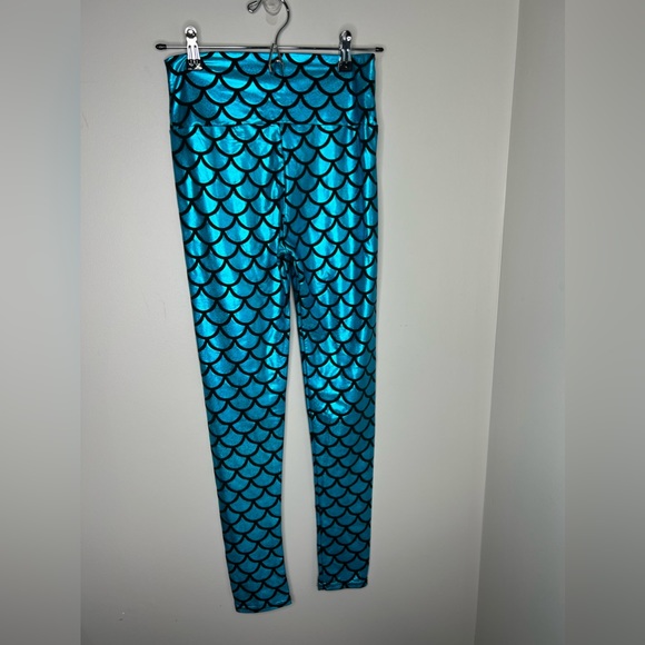NEW! Zimu mermaid leggings. Metallic blue/black fitted leggings. Size small. - Picture 5 of 7